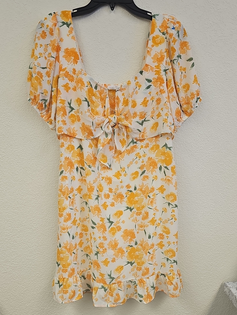 Sienna Sky Yellow Floral Tie-Front Mini Dress